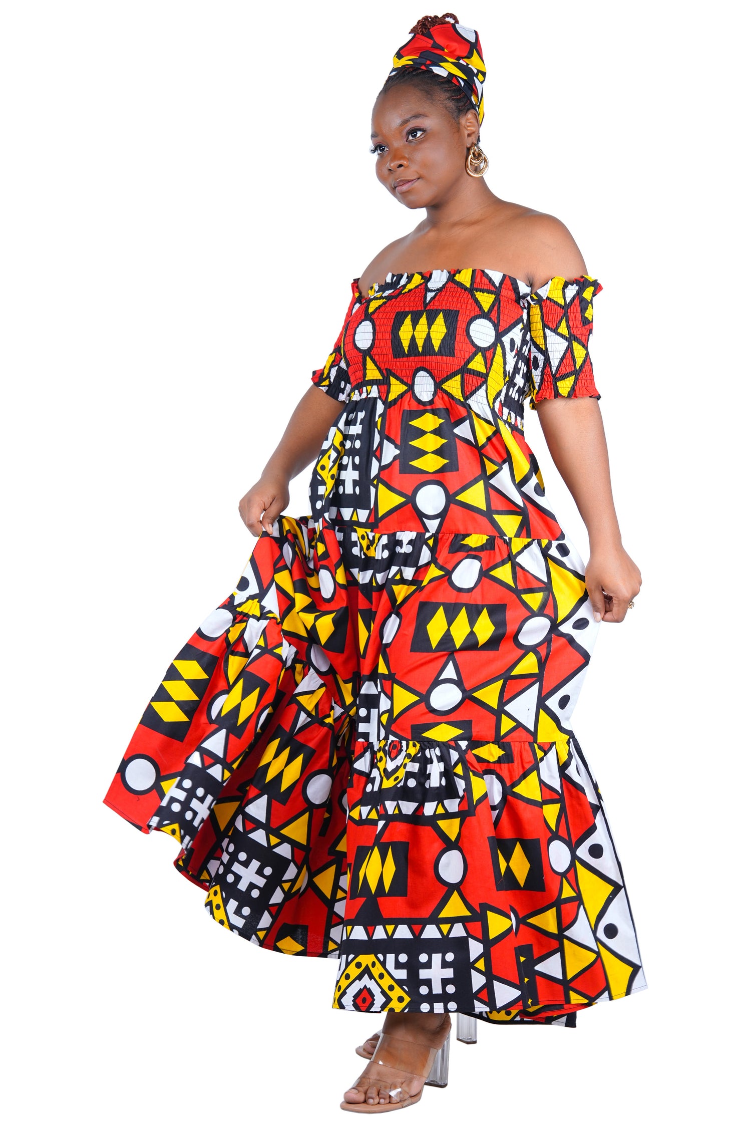 Smocked Off-the-Shoulder Cotton Dress | One Size