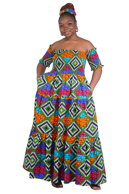 Smocked Off-the-Shoulder Cotton Dress | One Size