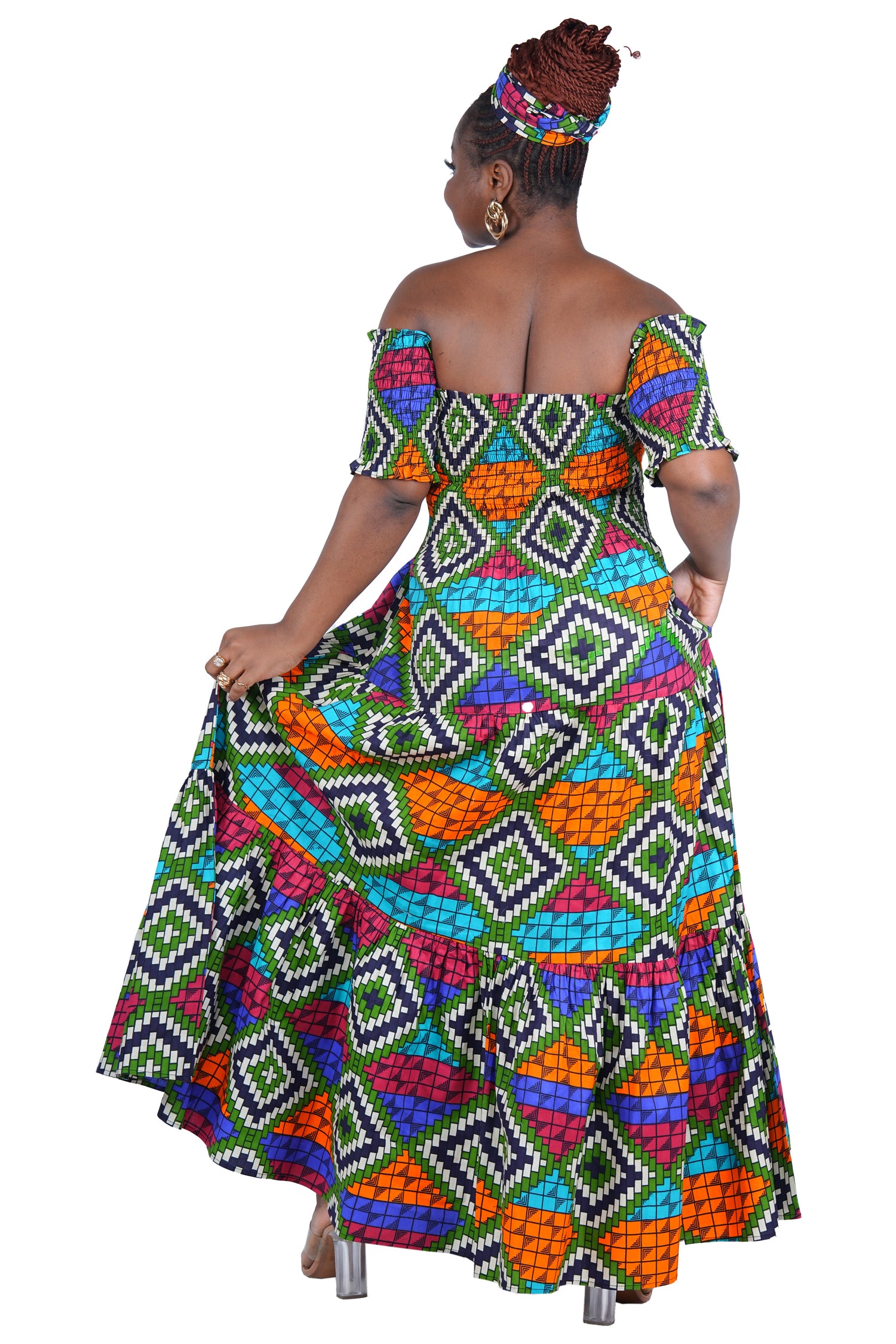 Smocked Off-the-Shoulder Cotton Dress | One Size