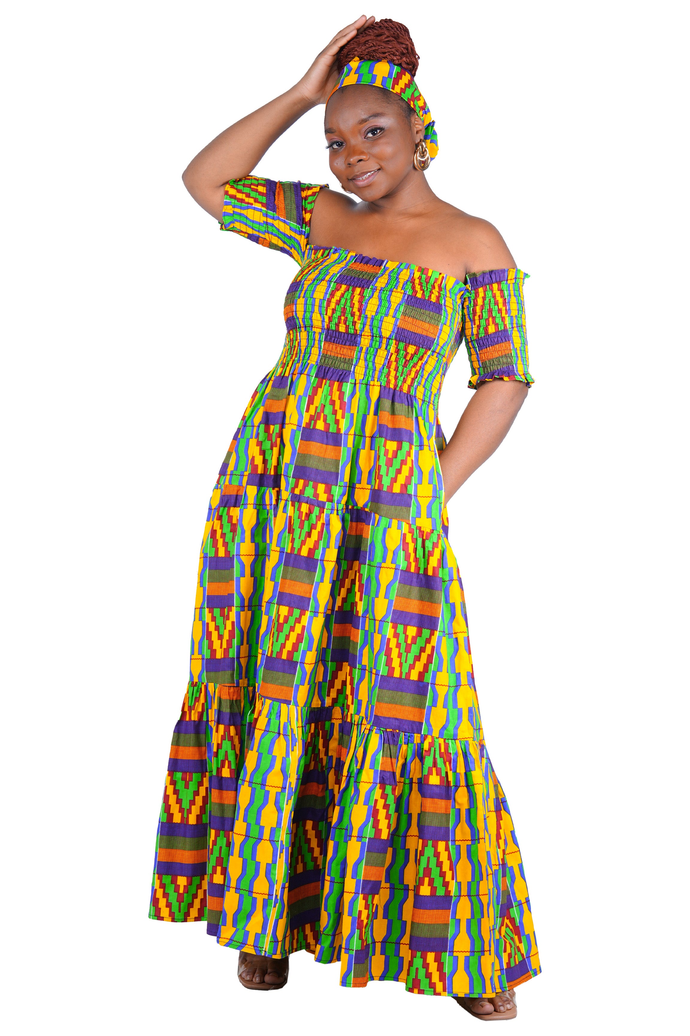 Smocked Off-the-Shoulder Cotton Dress | One Size