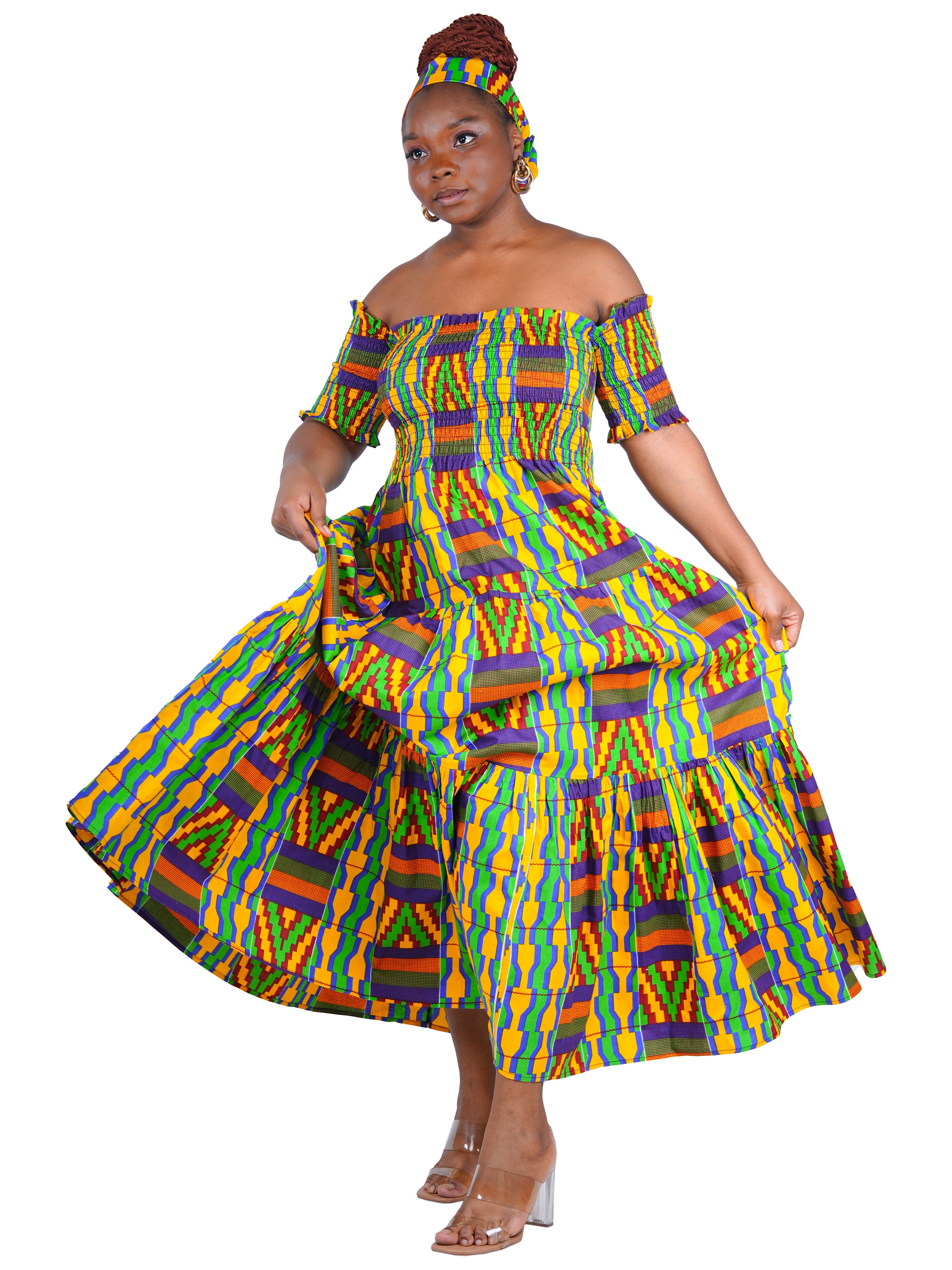 Smocked Off-the-Shoulder Cotton Dress | One Size