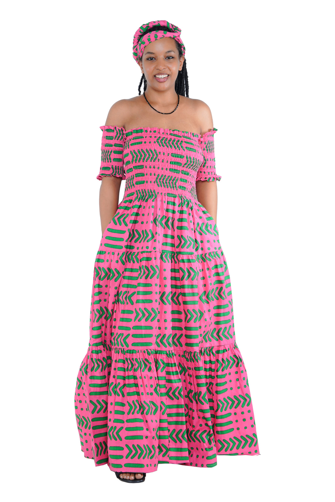Smocked Off-the-Shoulder Cotton Dress | One Size