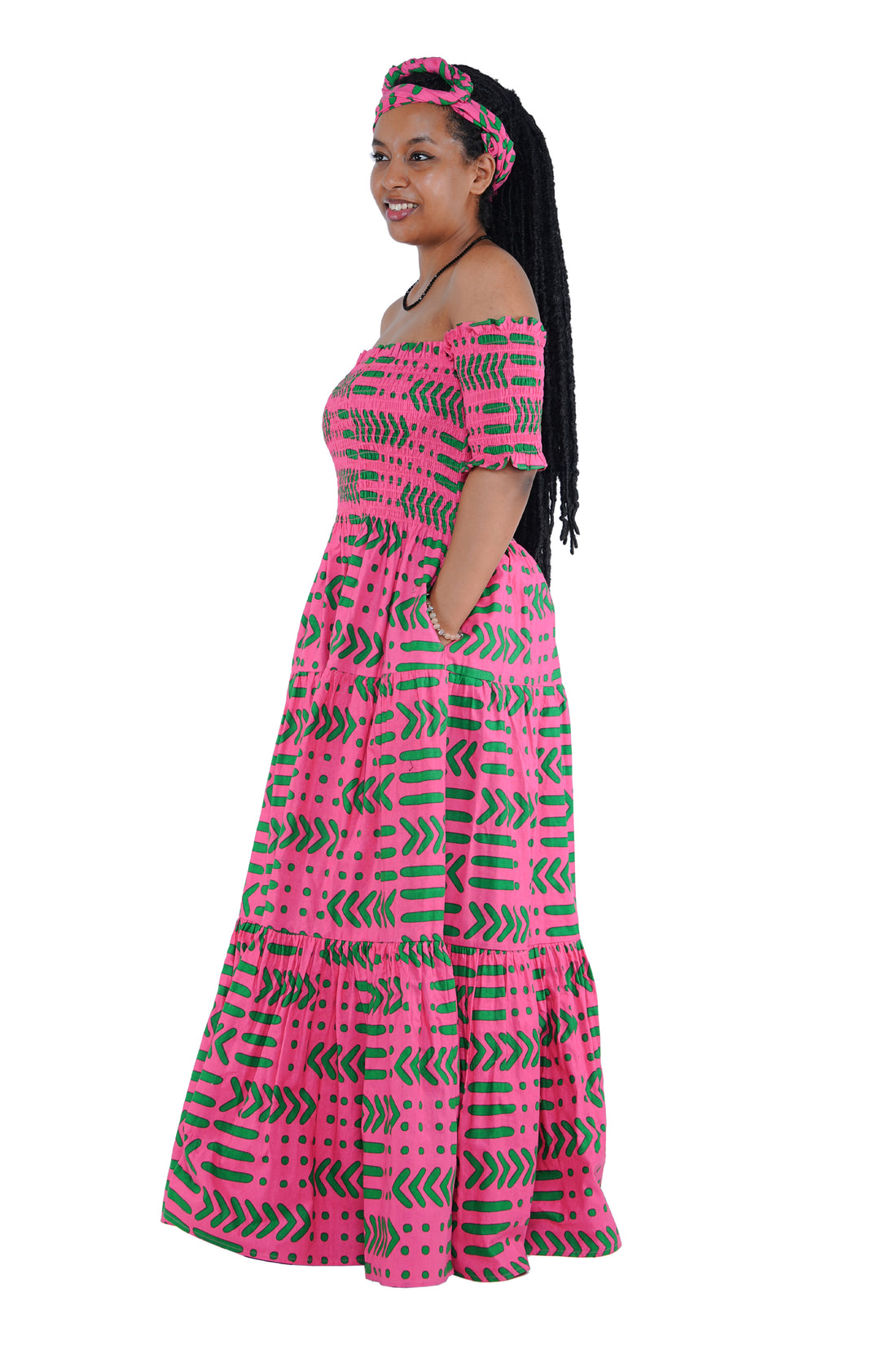 Smocked Off-the-Shoulder Cotton Dress | One Size