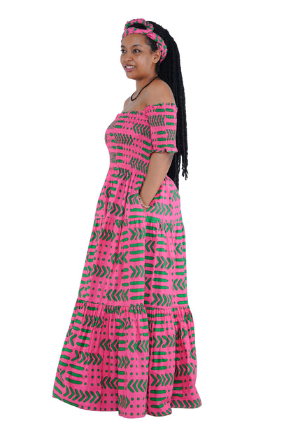 Smocked Off-the-Shoulder Cotton Dress | One Size