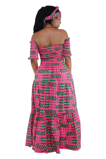 Smocked Off-the-Shoulder Cotton Dress | One Size