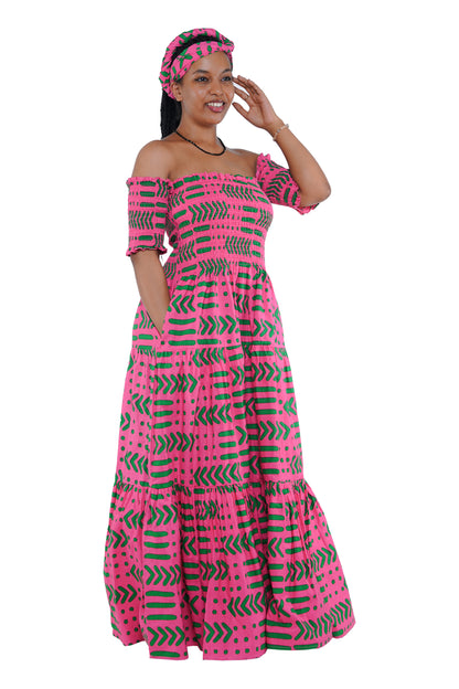 Smocked Off-the-Shoulder Cotton Dress | One Size