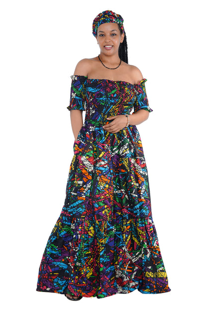 Smocked Off-the-Shoulder Cotton Dress | One Size