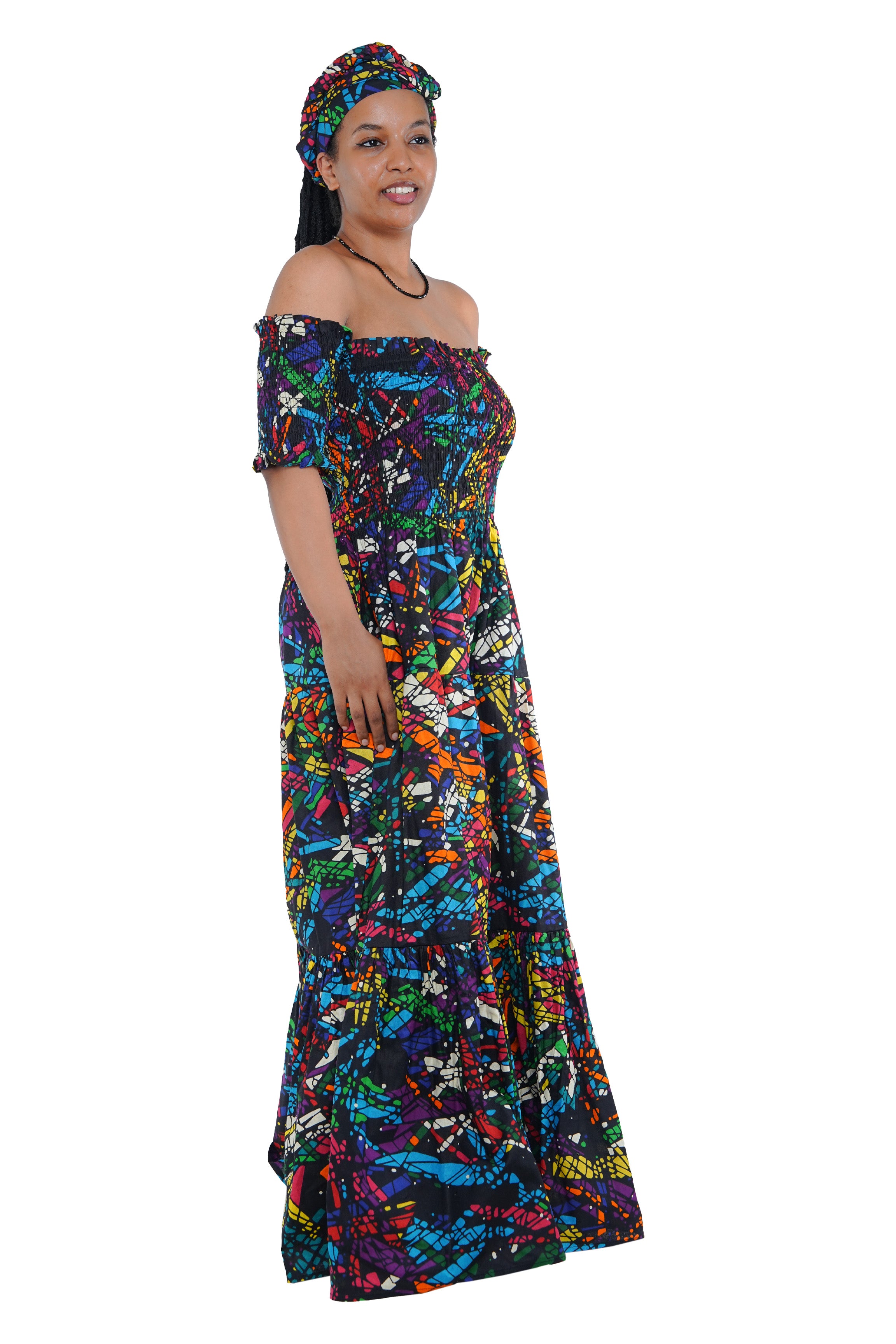 Smocked Off-the-Shoulder Cotton Dress | One Size