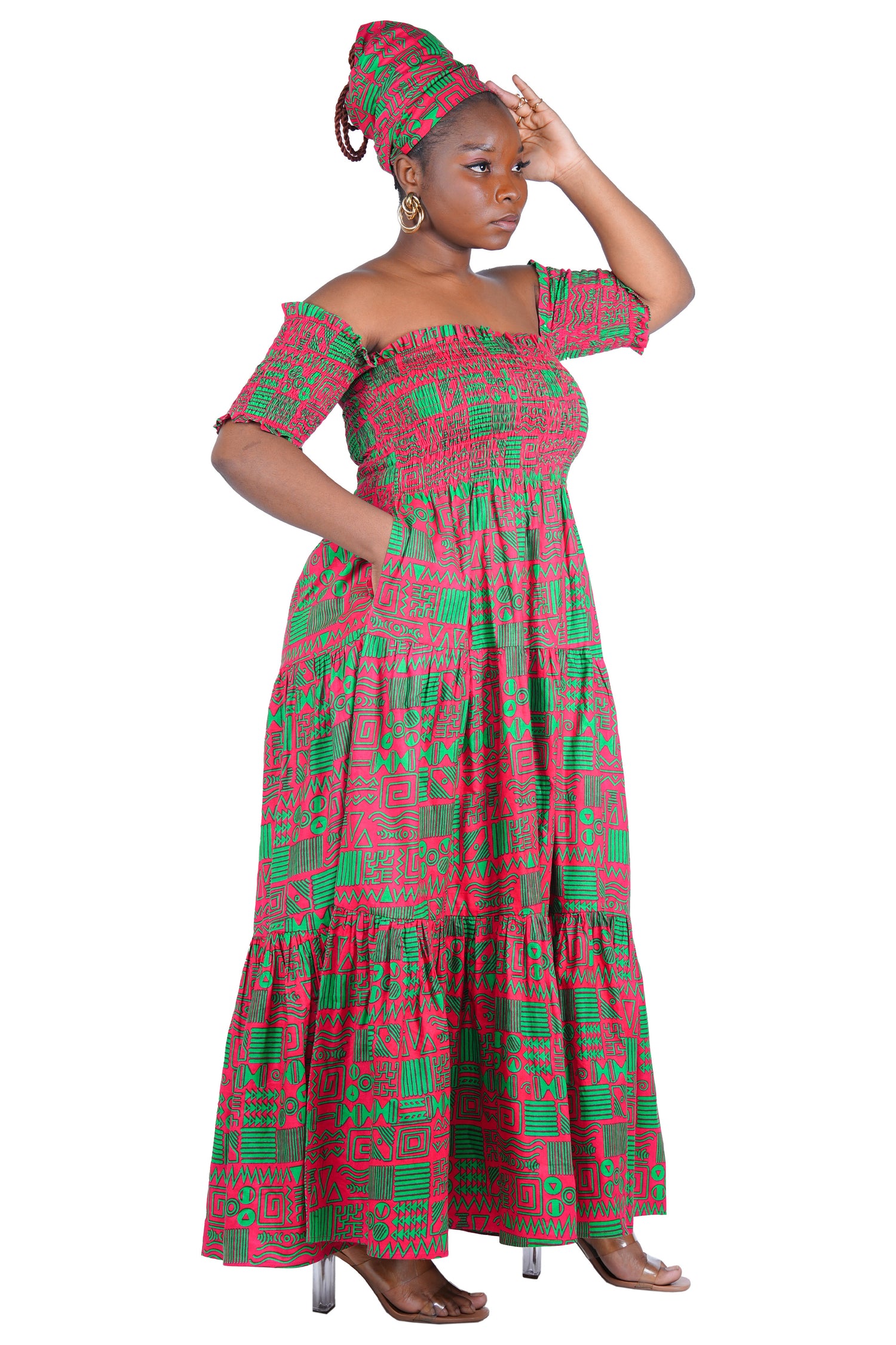 Smocked Off-the-Shoulder Cotton Dress | One Size