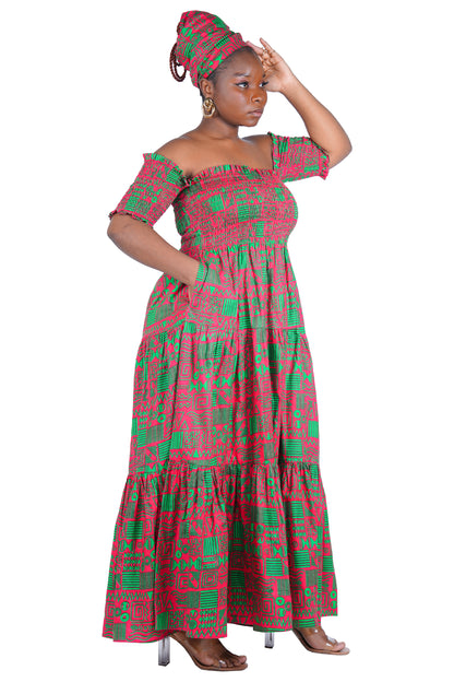 Smocked Off-the-Shoulder Cotton Dress | One Size