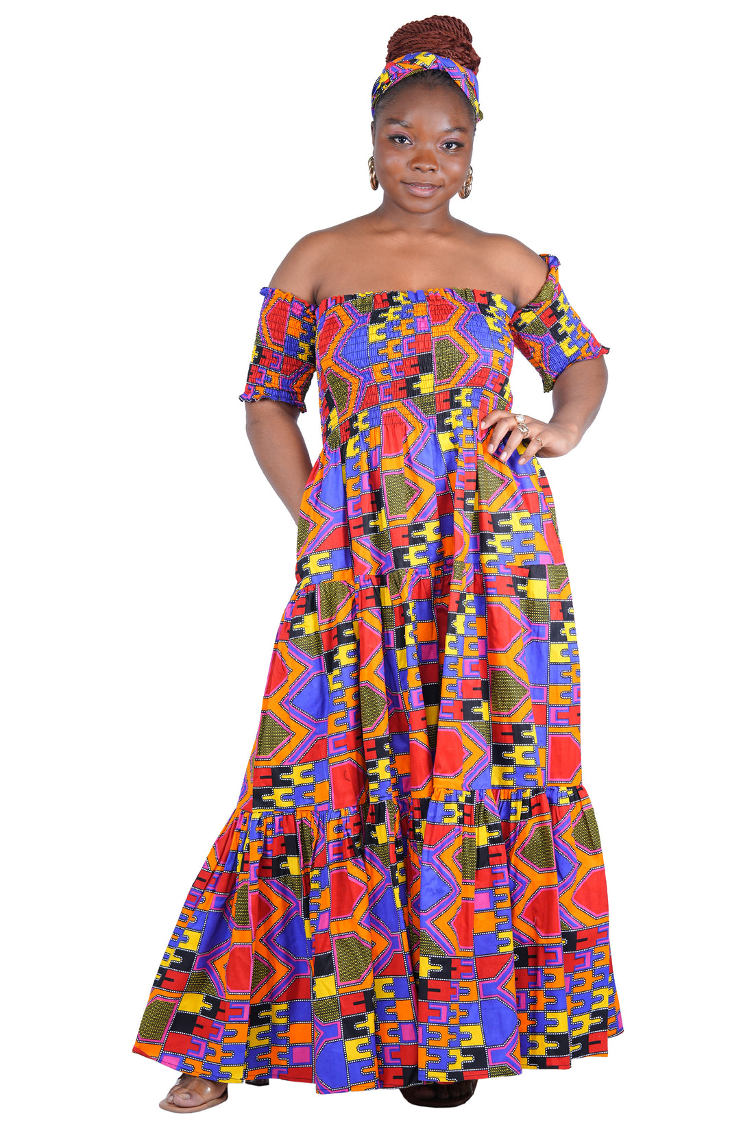 Smocked Off-the-Shoulder Cotton Dress | One Size