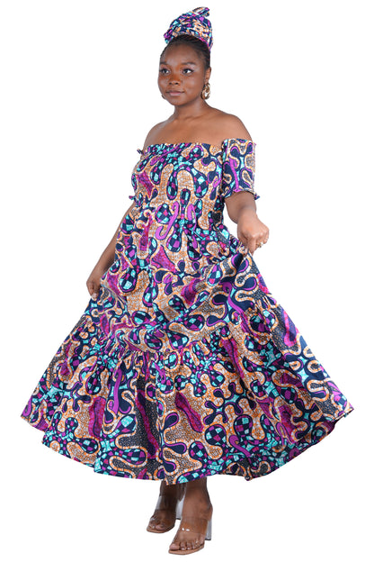 Smocked Off-the-Shoulder Cotton Dress | One Size