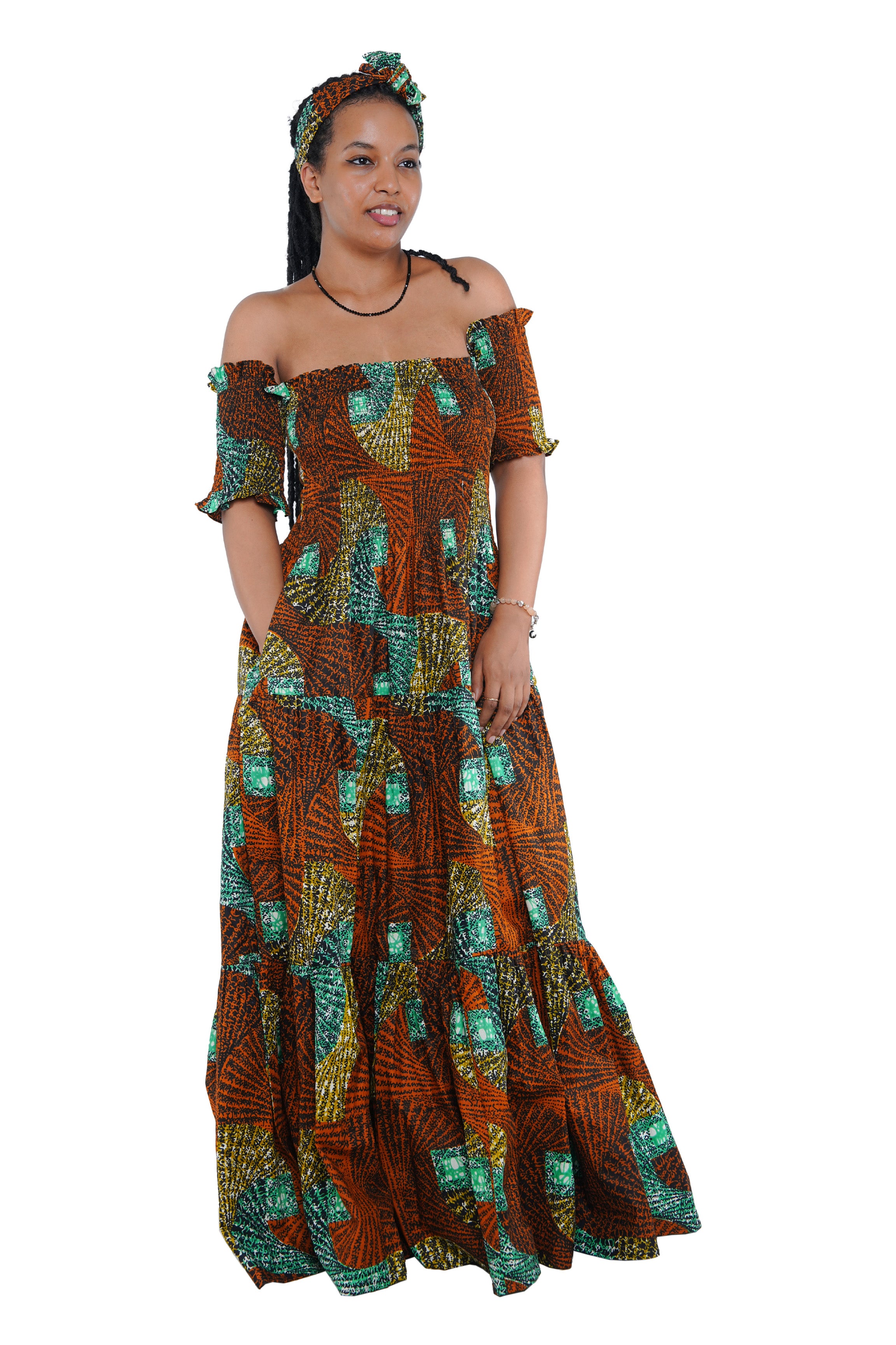 Smocked Off-the-Shoulder Cotton Dress | One Size