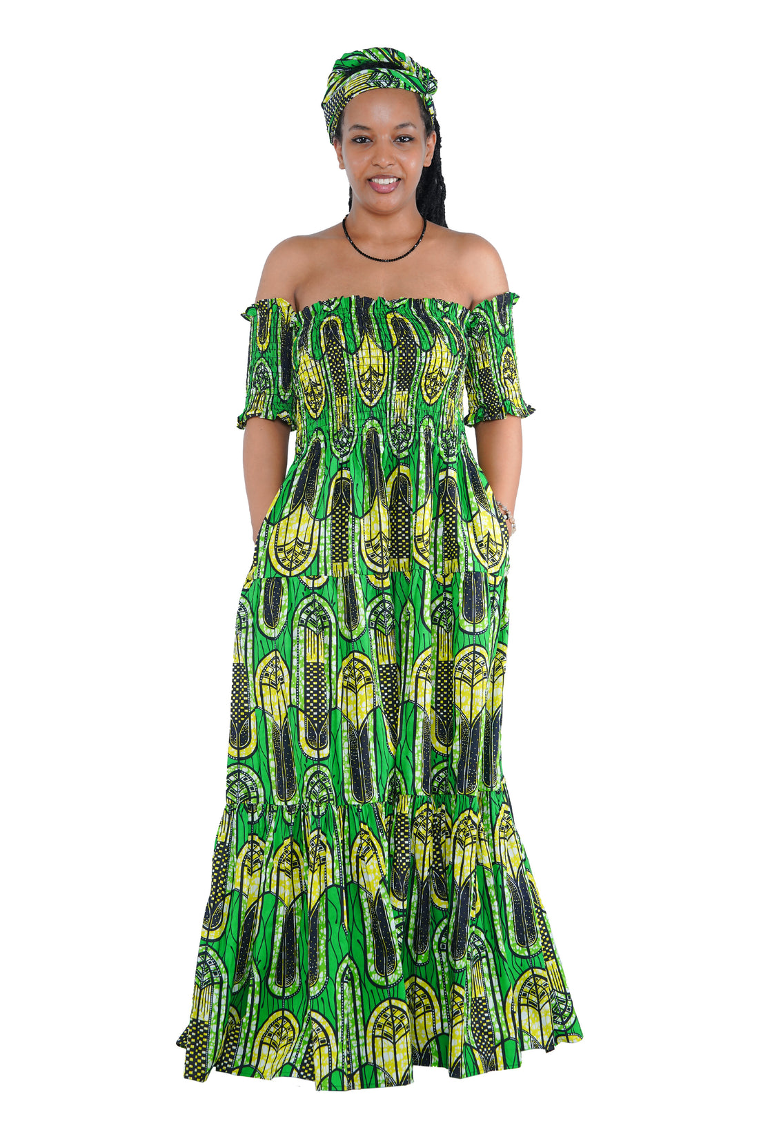 Smocked Off-the-Shoulder Cotton Dress | One Size