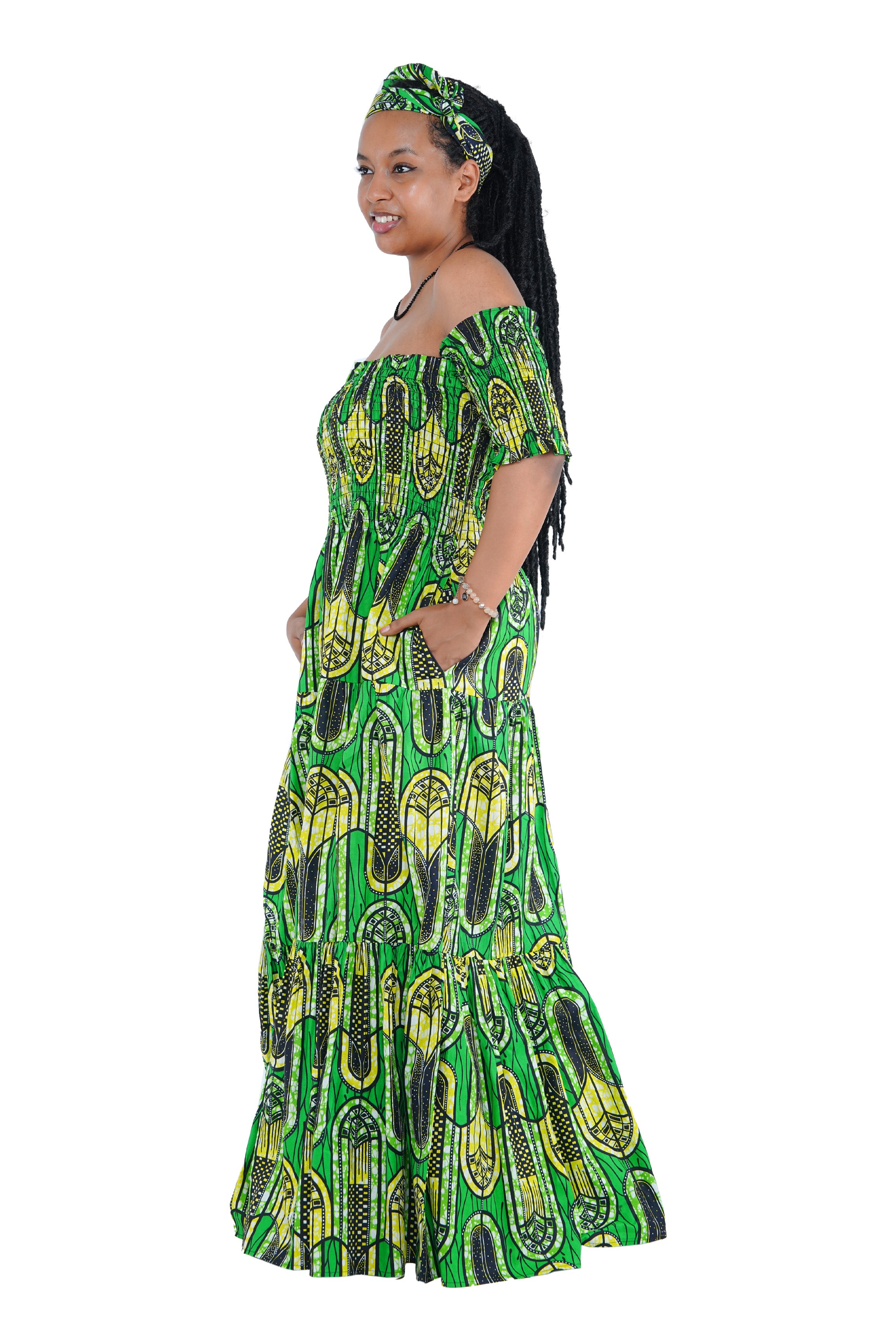Smocked Off-the-Shoulder Cotton Dress | One Size