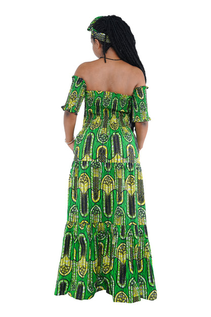 Smocked Off-the-Shoulder Cotton Dress | One Size