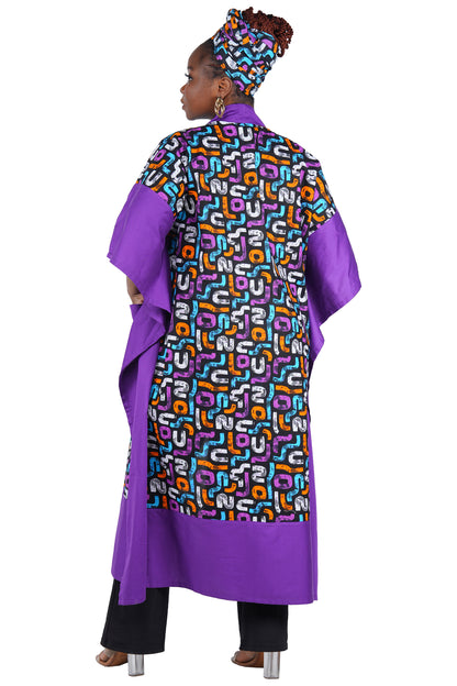 African Kimono Cardigan with Pockets &amp; Matching Headwrap | One Size