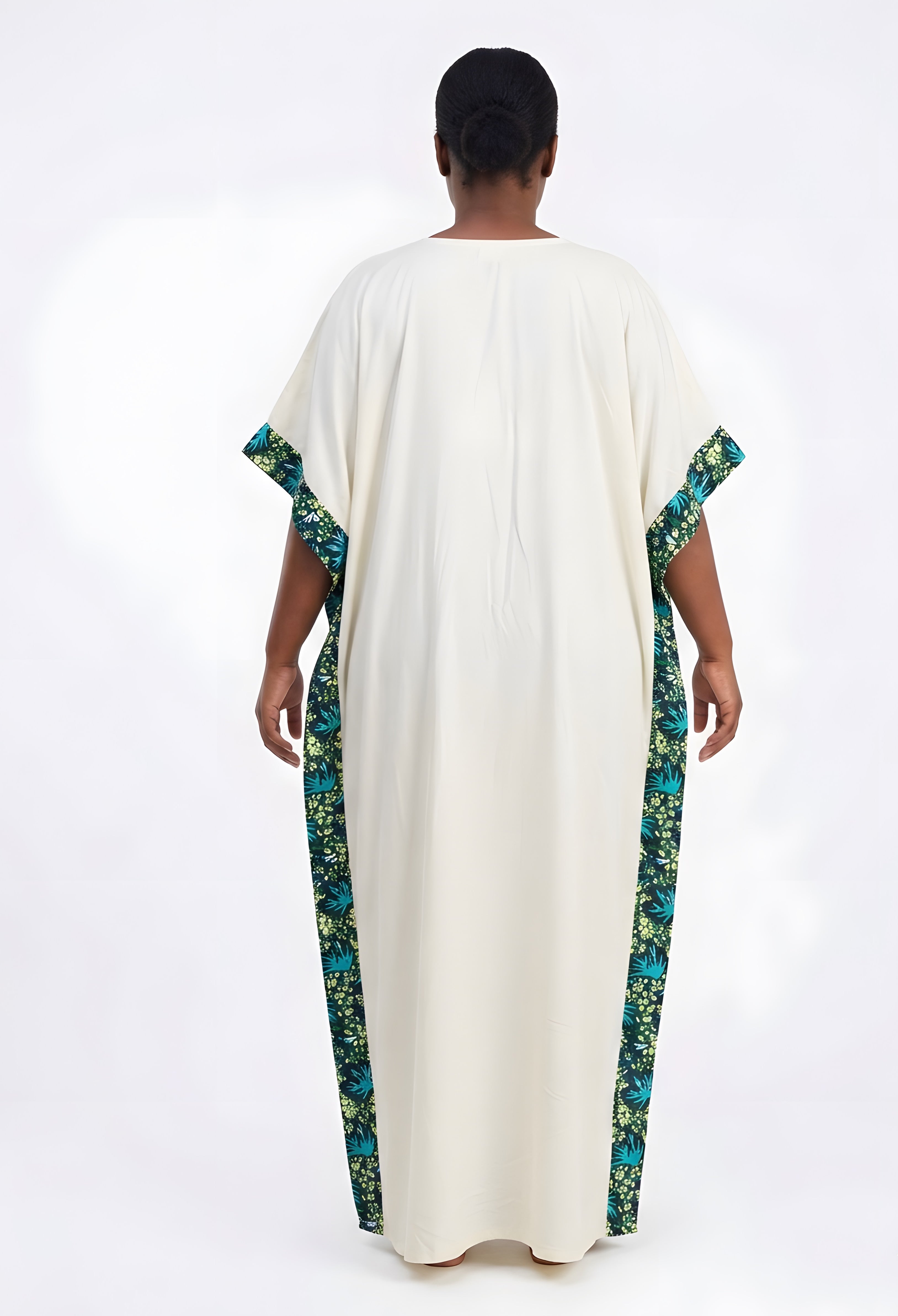 African Print Patchwork Kaftan Dress with Matching Headwrap | One Size
