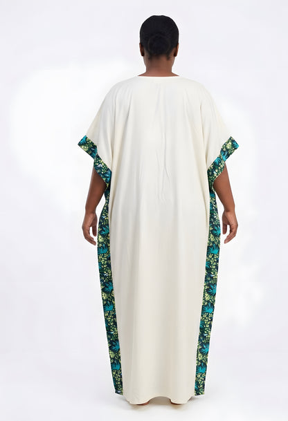 African Print Patchwork Kaftan Dress with Matching Headwrap | One Size