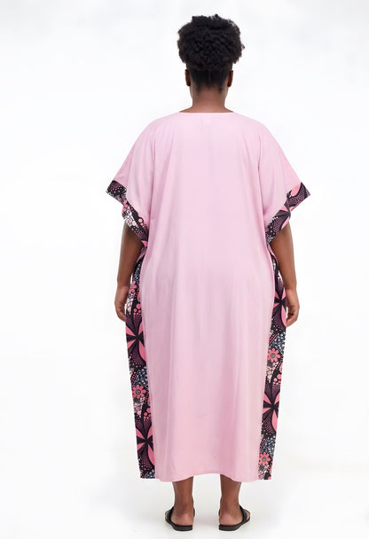 African Print Patchwork Kaftan Dress with Matching Headwrap | One Size