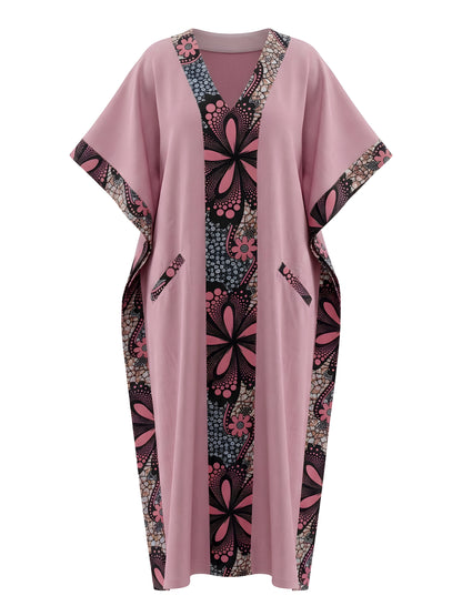 African Print Patchwork Kaftan Dress with Matching Headwrap | One Size