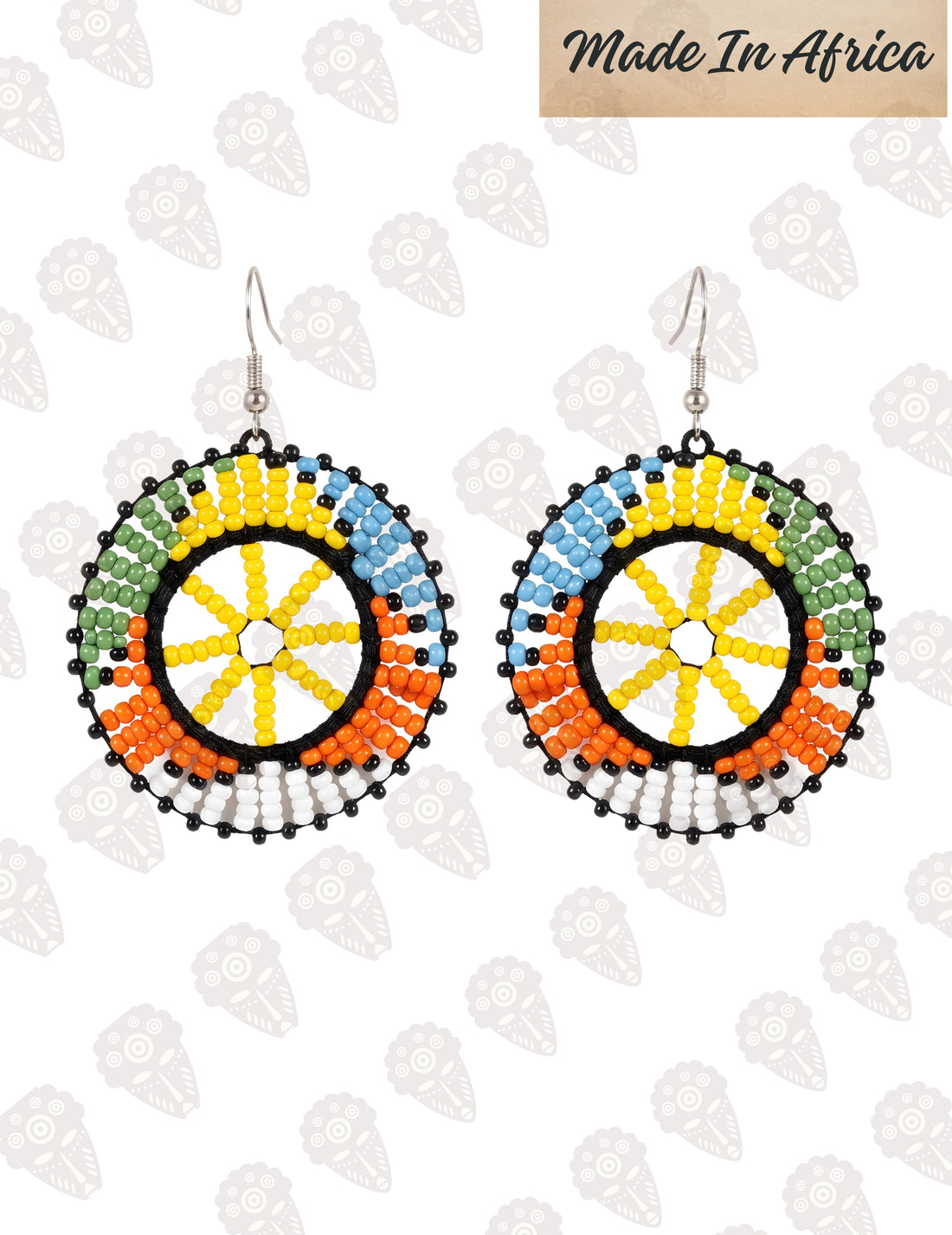 African Beaded Disc Earrings – Statement Tribal Jewelry