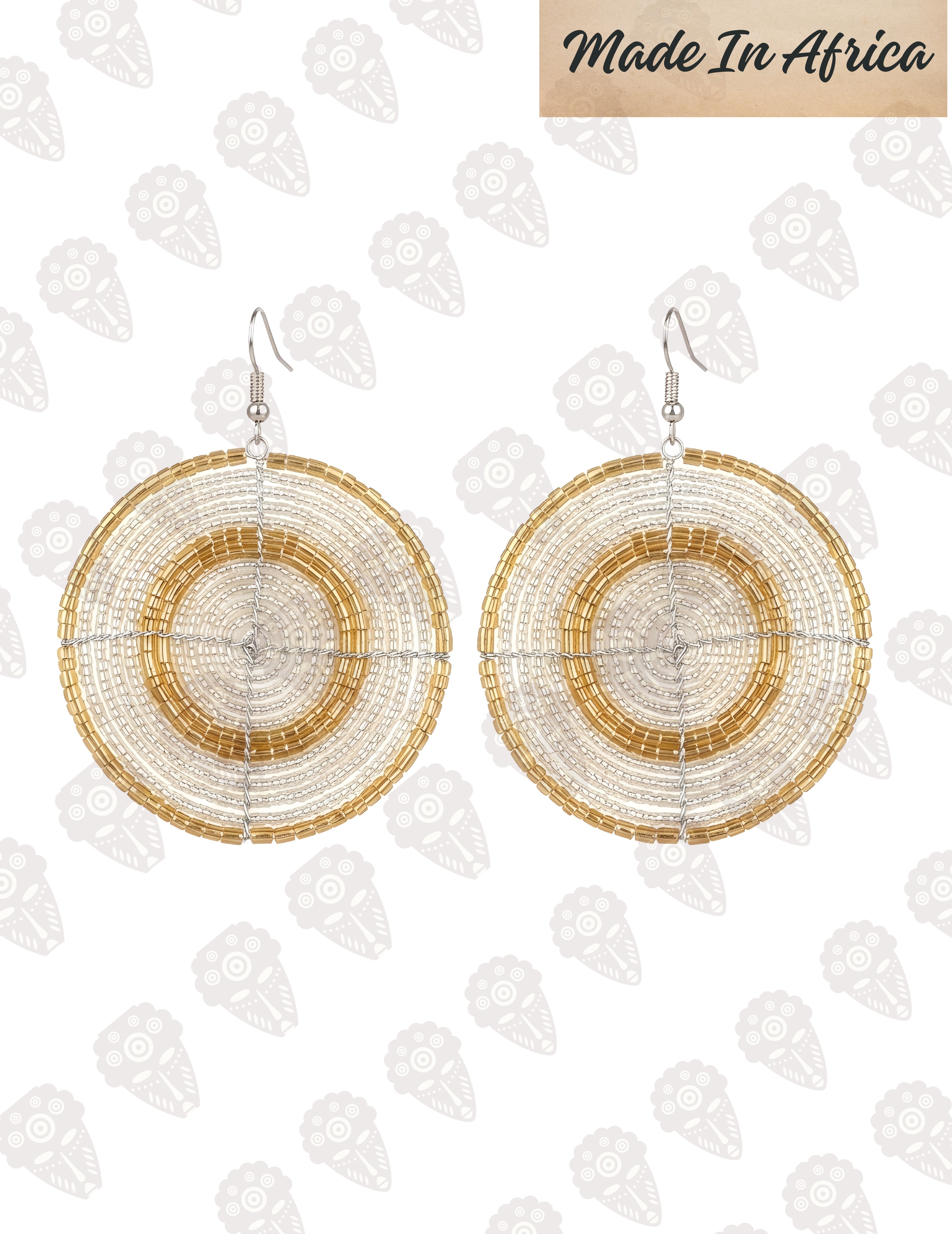 African Beaded Disc Earrings – Statement Tribal Jewelry