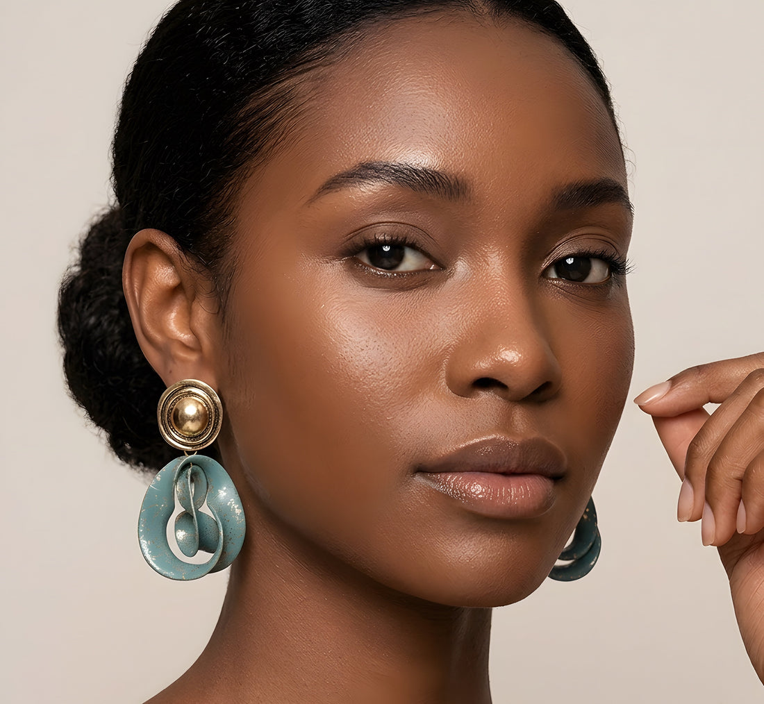 Blue Vintage Statement Drop Earrings