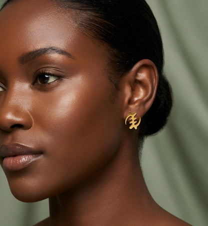 Stainless Steel Gye Nyame Stud Earrings