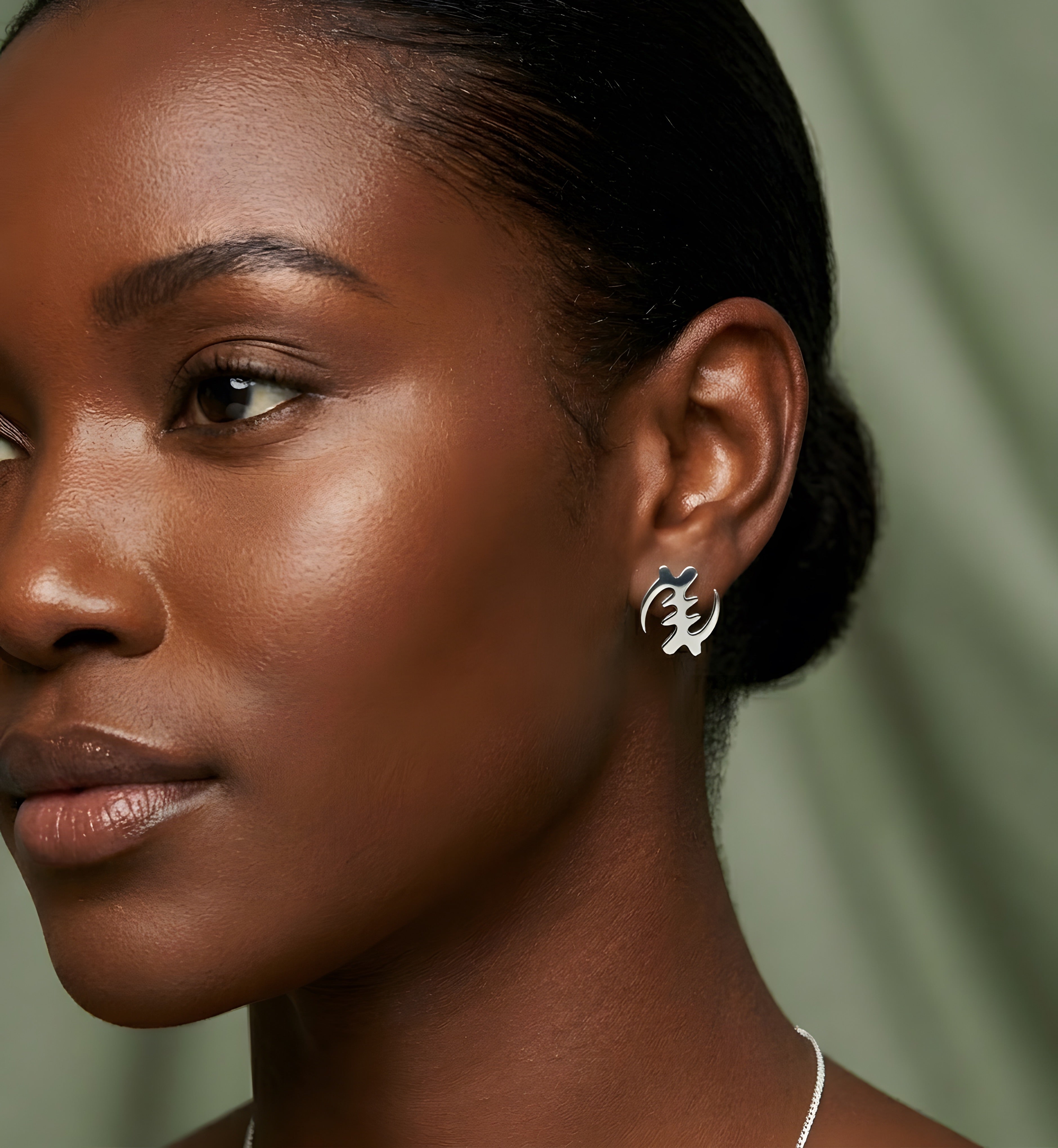 Stainless Steel Gye Nyame Stud Earrings