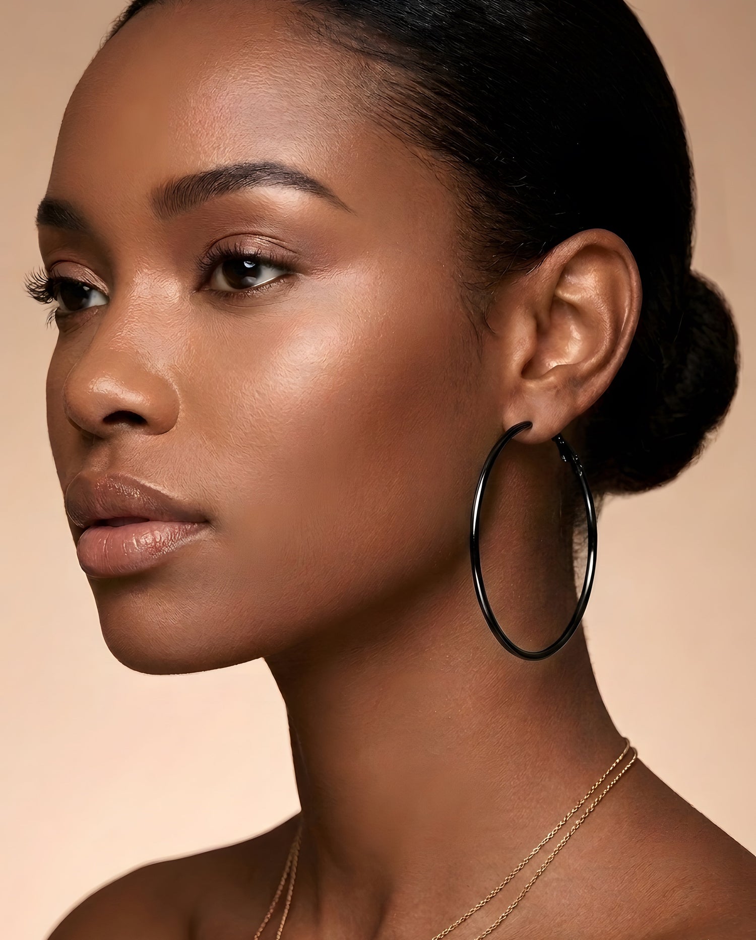Classic Black Stainless Steel Hoop Earrings | Various Sizes