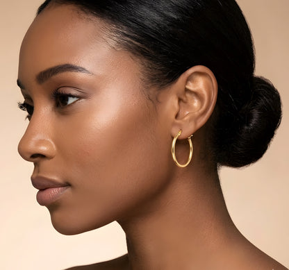 Classic Gold Stainless Steel Hoop Earrings | Various Sizes