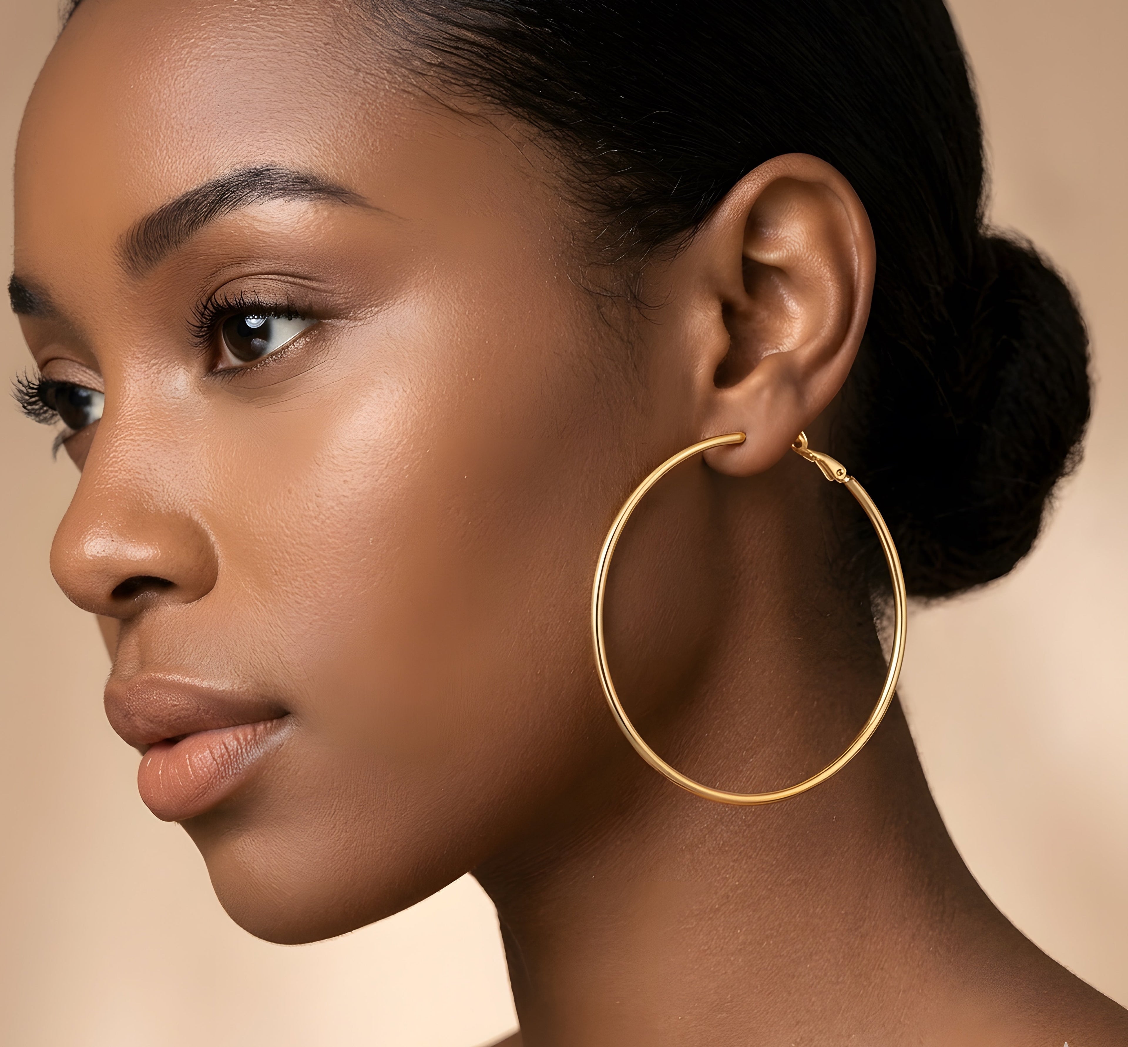 Classic Gold Stainless Steel Hoop Earrings | Various Sizes