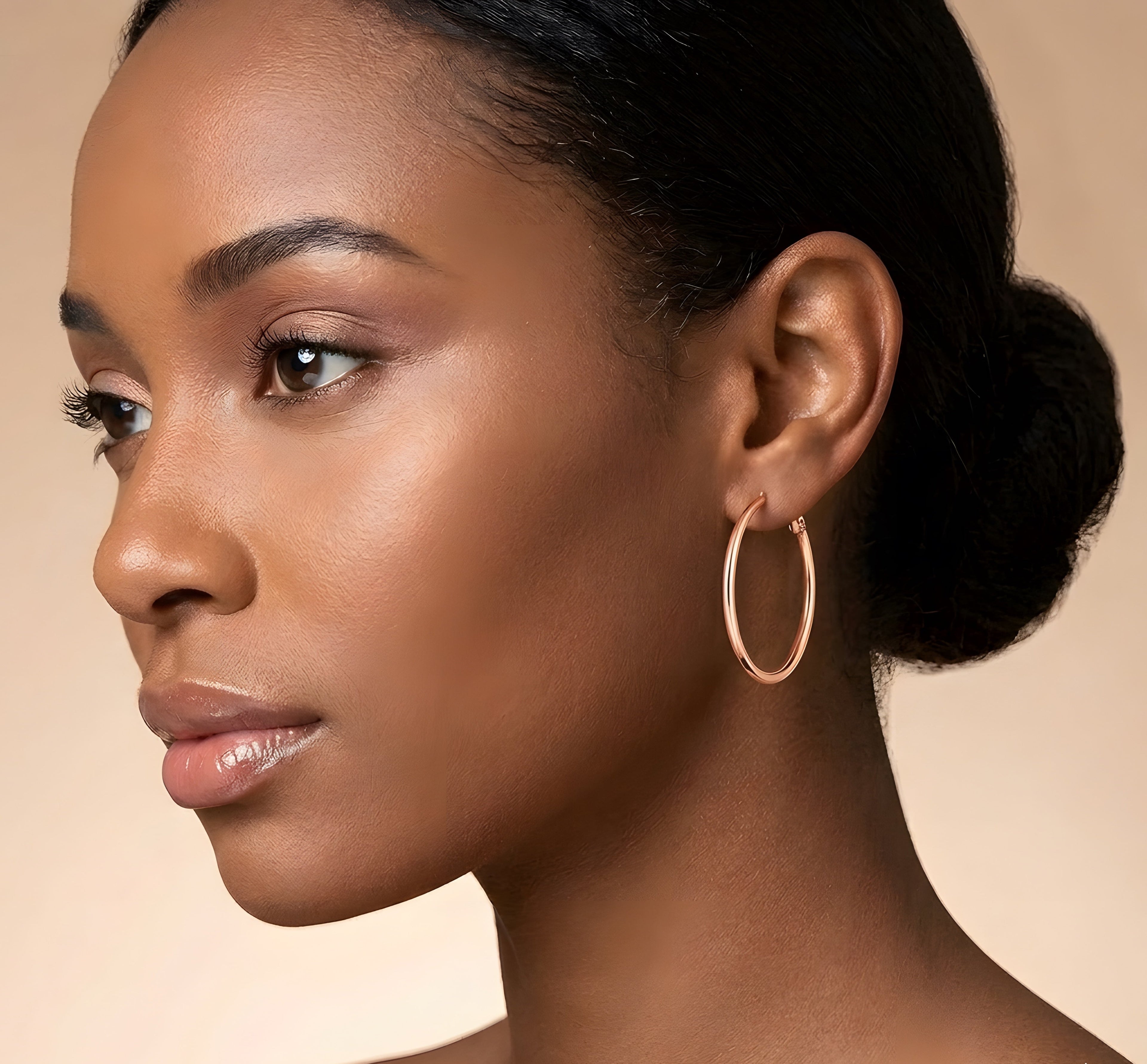 Classic Rose Gold Stainless Steel Hoop Earrings | Various Sizes
