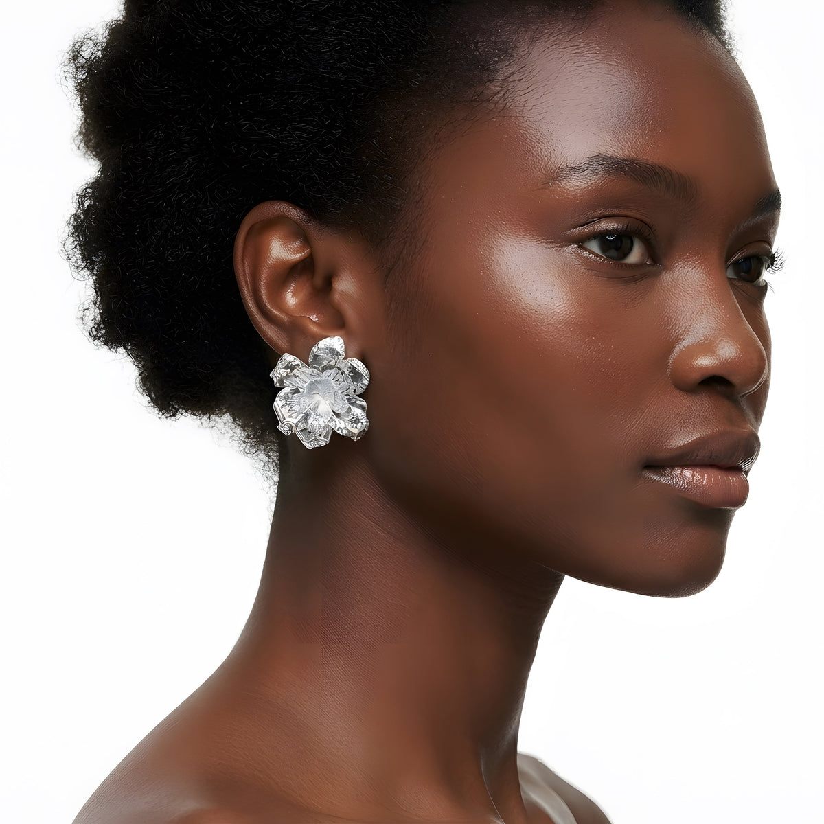 High-End Silver Flower Earrings