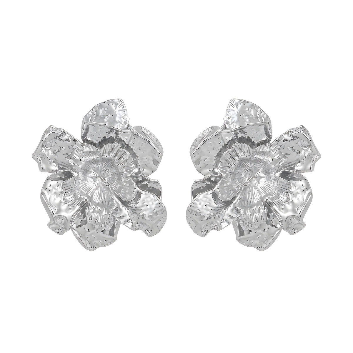 High-End Silver Flower Earrings