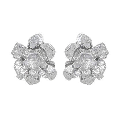 High-End Silver Flower Earrings