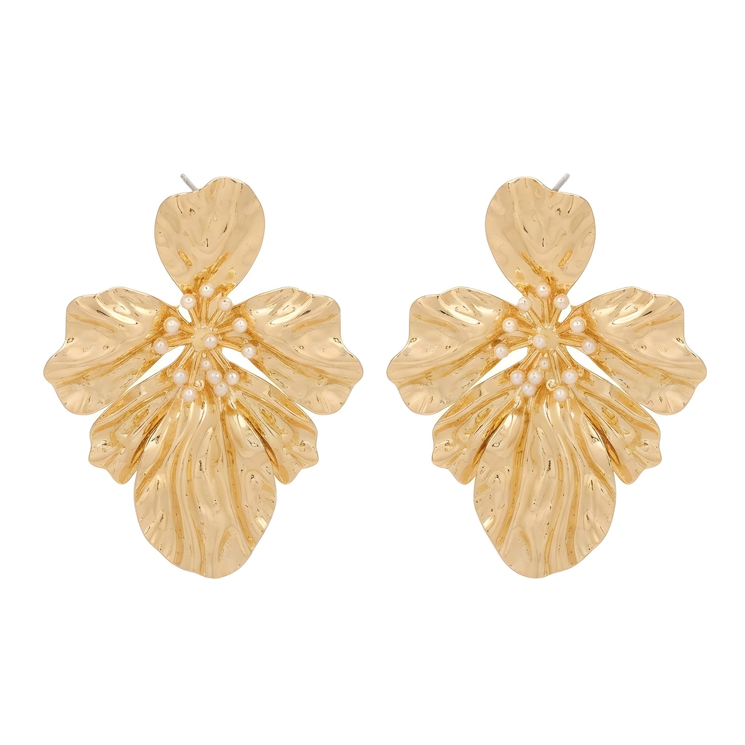 High-End Gold Flower Earrings