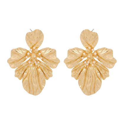 High-End Gold Flower Earrings
