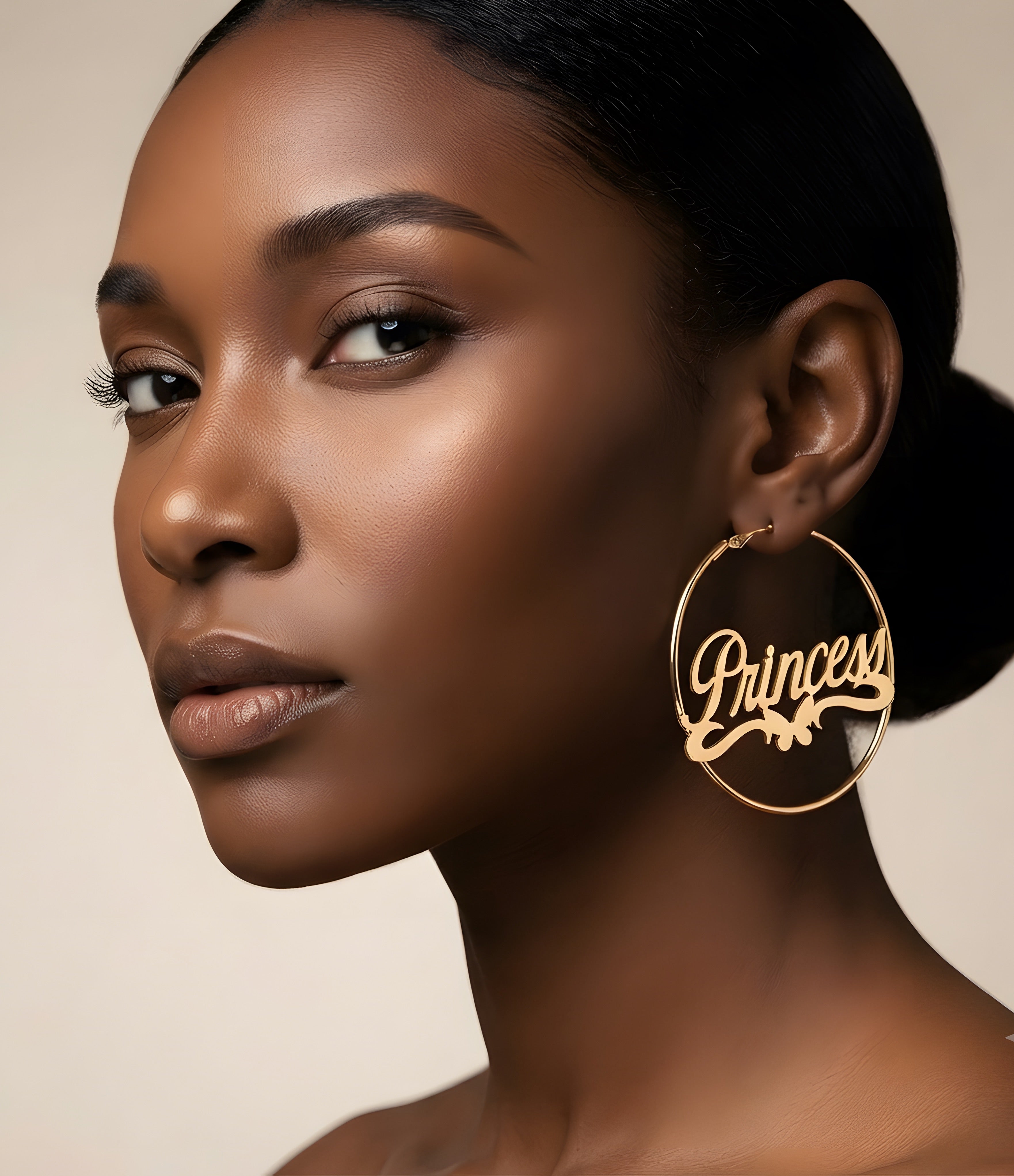 High-End Gold Princess Metal Earrings