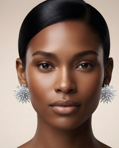 High-End Beaded Crystal Flower Earrings