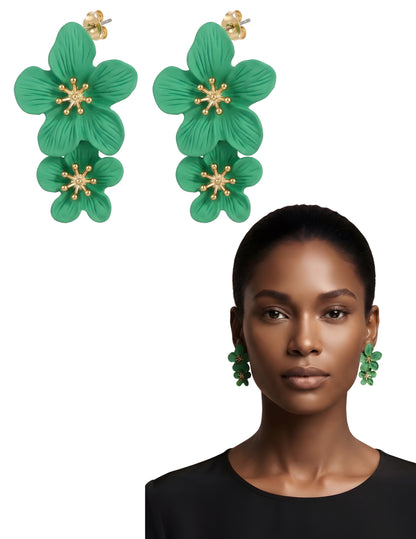Gold Plated Metal Floral Stud Earrings | 5 Colors