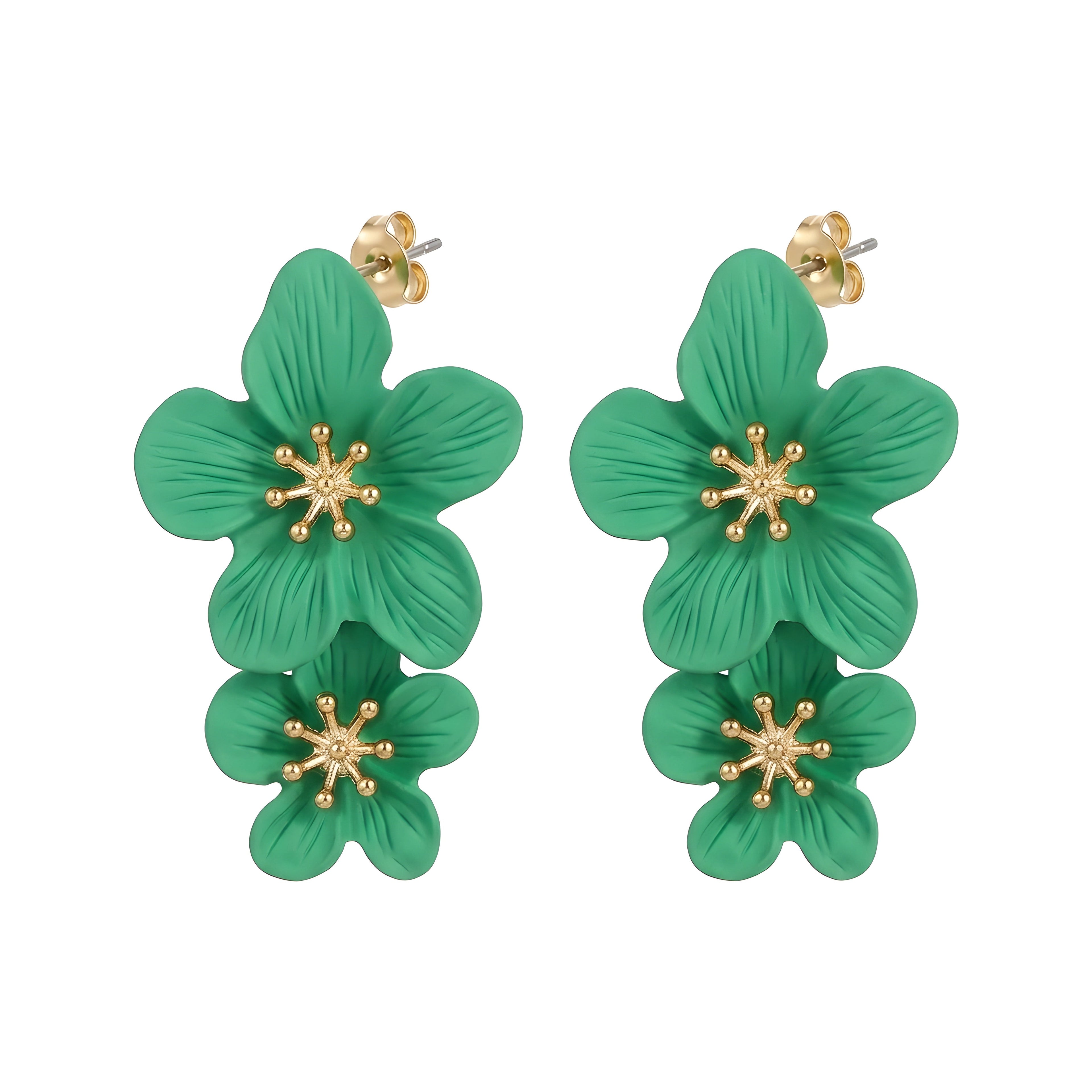Gold Plated Metal Floral Stud Earrings | 5 Colors