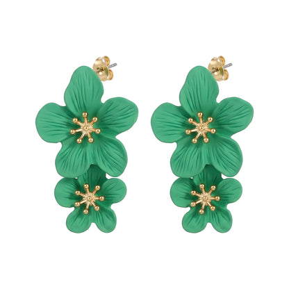Gold Plated Metal Floral Stud Earrings | 5 Colors