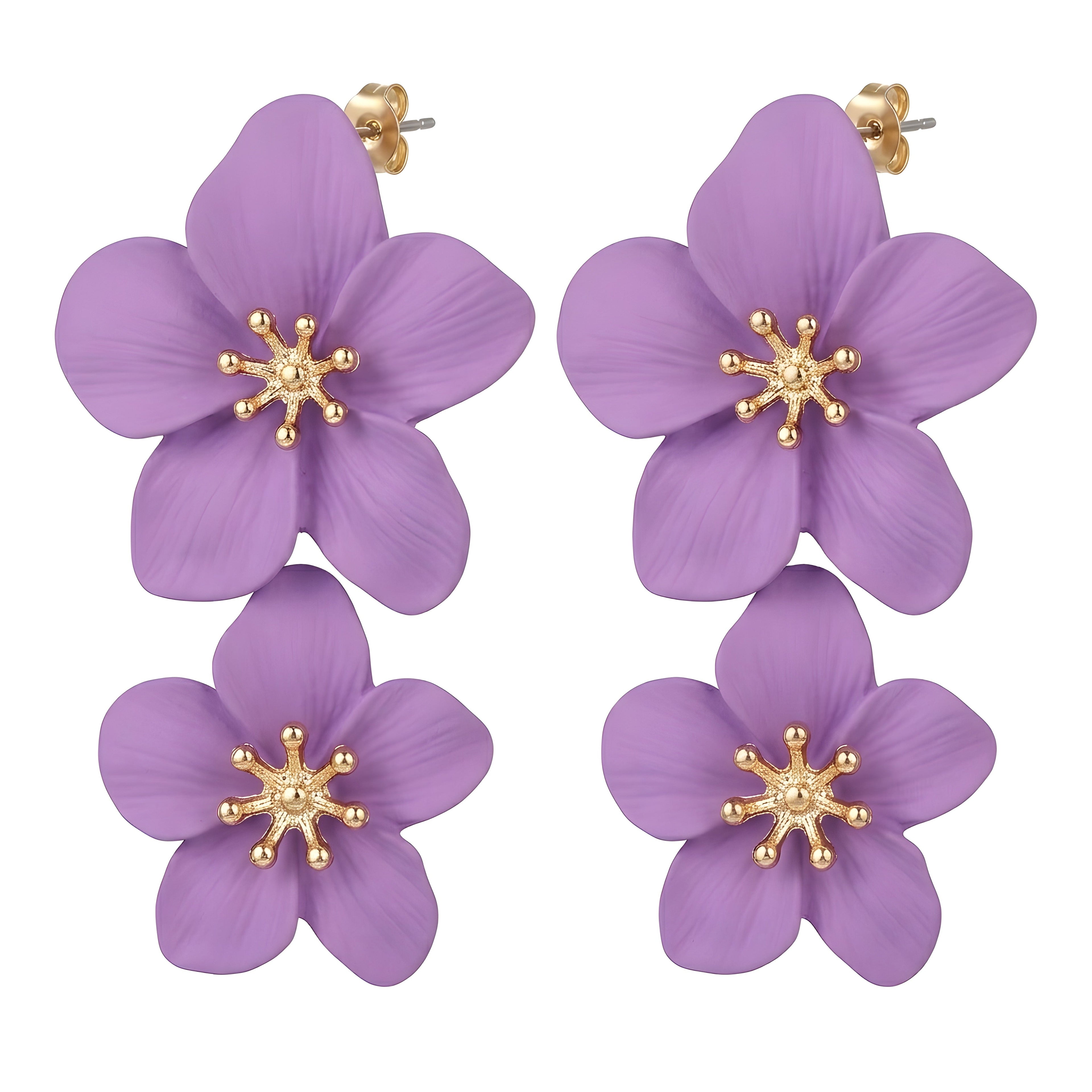 Gold Plated Metal Floral Stud Earrings | 5 Colors