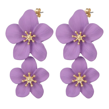 Gold Plated Metal Floral Stud Earrings | 5 Colors