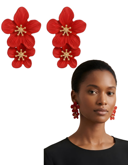Gold Plated Metal Floral Stud Earrings | 5 Colors