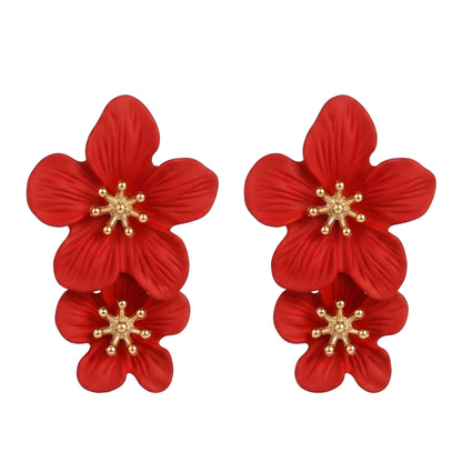Gold Plated Metal Floral Stud Earrings | 5 Colors