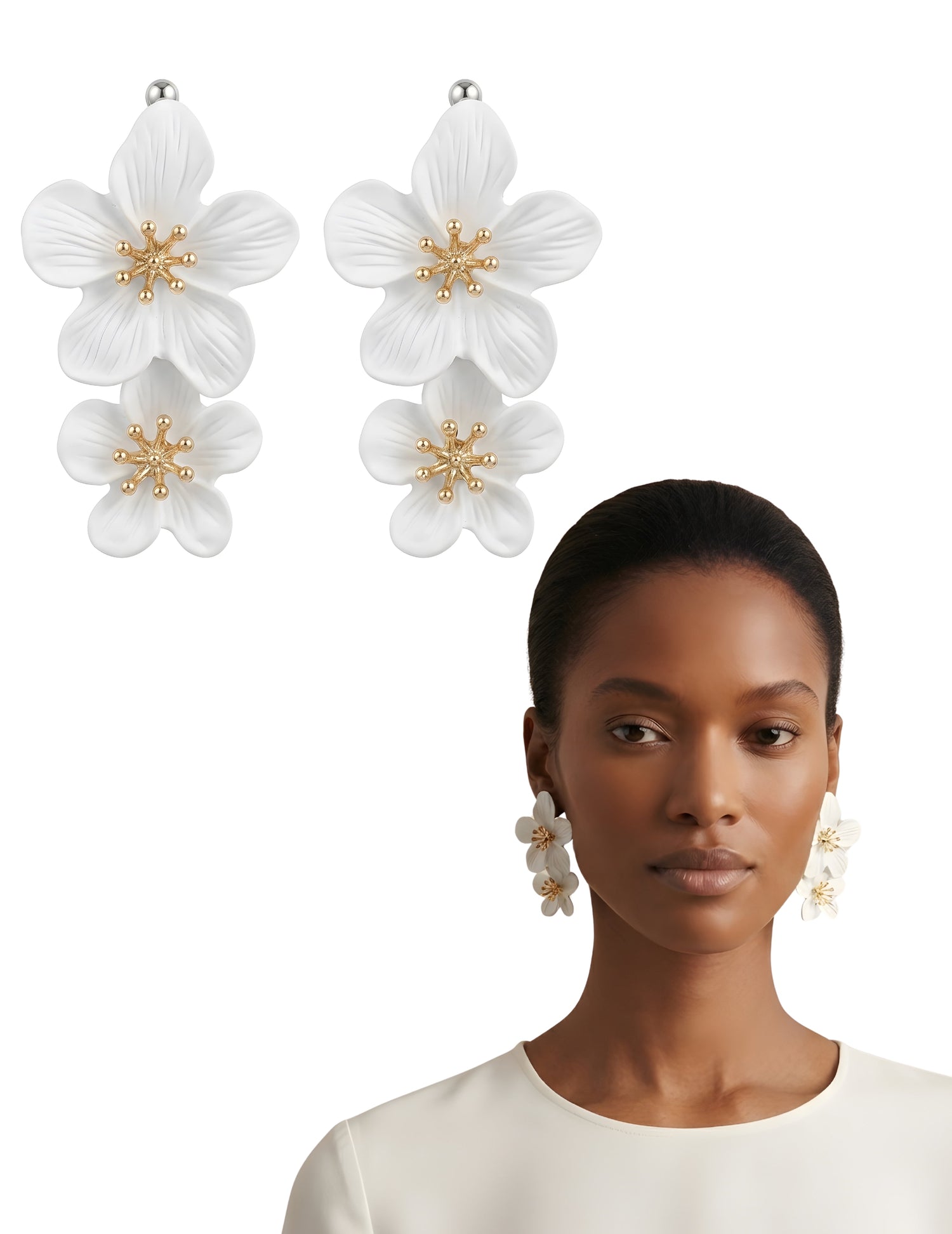 Gold Plated Metal Floral Stud Earrings | 5 Colors