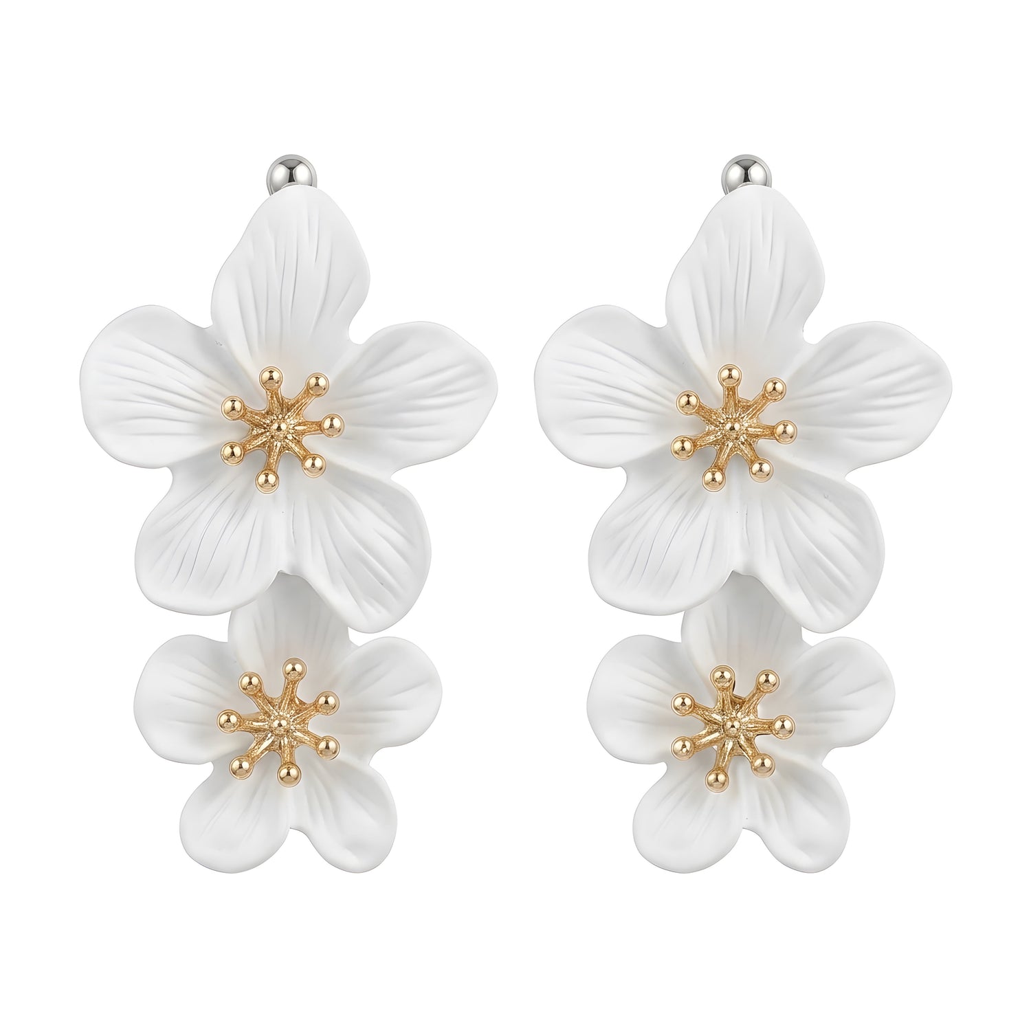 Gold Plated Metal Floral Stud Earrings | 5 Colors